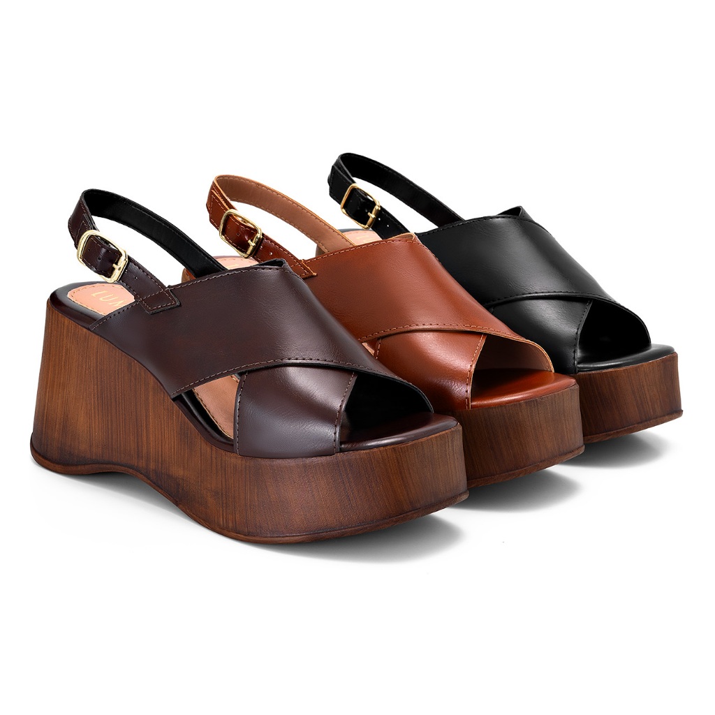Sandália Feminina Anabela Lumiss Plataforma Madeira Confortável Blogueira em Oferta na Shopee