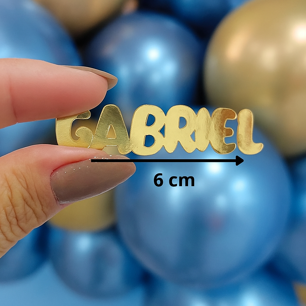 Envio Imediato kit com 10 Apliques de Nomes Personalizados para Lembrancinhas em Papel Lamicote  Dourado