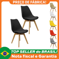Kit 2 Cadeiras Charles Eames Leda Luisa Saarinen Design Wood Estofada Base Madeira - Lianto Decor