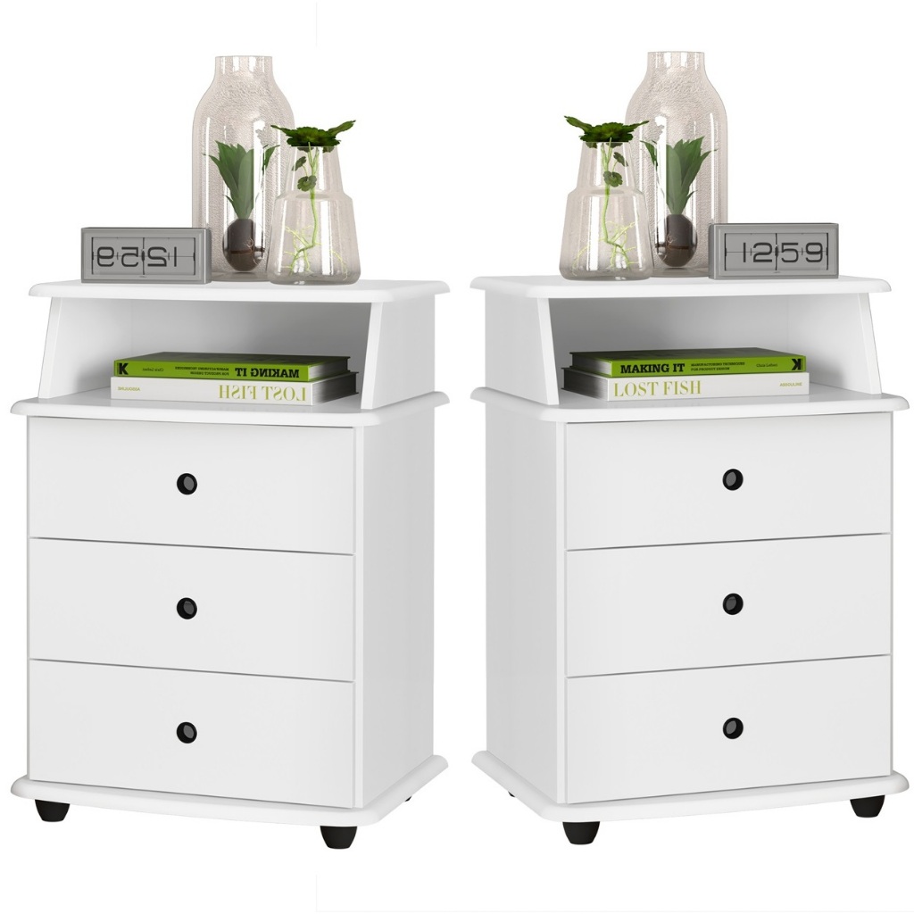 Kit Conjunto 2 mesa de cabeceira luxo com nicho e 3 gavetas varias cores em Oferta na Shopee