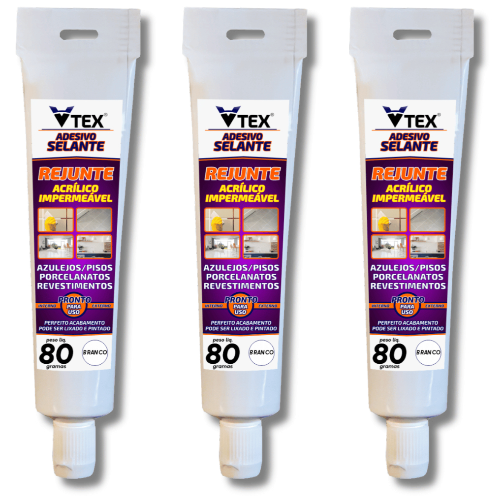 KIT 3 UNID. Melhor REJUNTE pronto uso p/ revestimentos em geral fácil, s/cheiro BRANCO 80GR VTEX em Oferta na Shopee