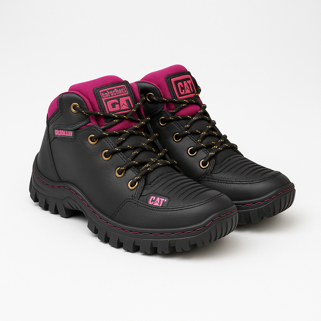 Bota Feminina Estilo e Atitude: Coturno Feminino De Couro Legítimo Com Sola De Borracha Firme.