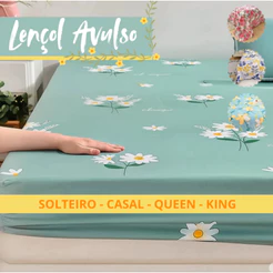 Lençol Avulso Estampado com Elástico - Solteiro / Casal / Queen / King