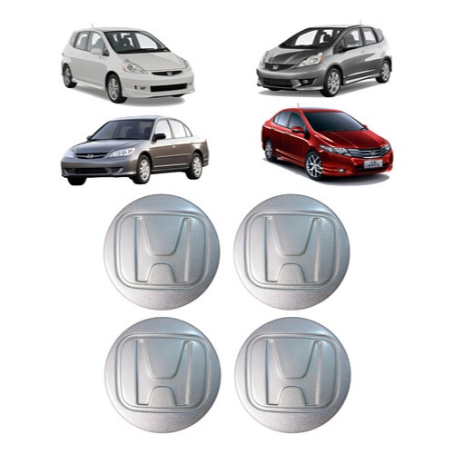 Kit 4 Calota Central Roda Honda City Fit Civic 2001 A 2014 58mm