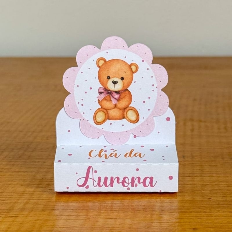 Porta Bis duplo Chá de Bebê Ursinha Rosa Pegue Monte Aniversário Mesversário Caixinhas Personalizadas Lembrancinhas