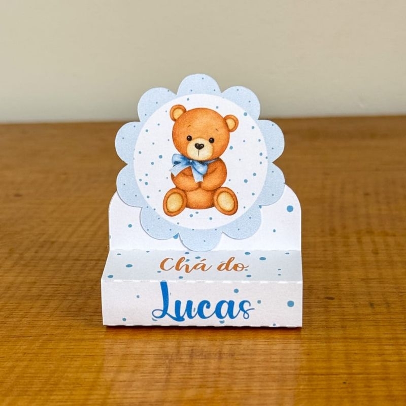 Porta Bis Duplo Chá de Bebê Ursinho Azul Pegue Monte Aniversário Mesversário Caixinhas Personalizadas Lembrancinhas