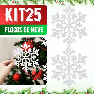 Kit 25 Unidades Pendente Floco De Neve Enfeite Natalino