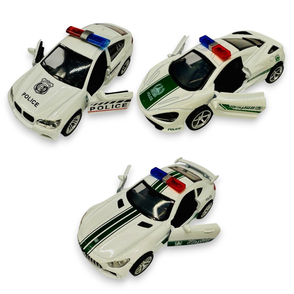 Carrinho Carro Miniatura Ferro Polícia Bombeiro Abre Portas Fricção Veículos Coleção Pneus Borracha