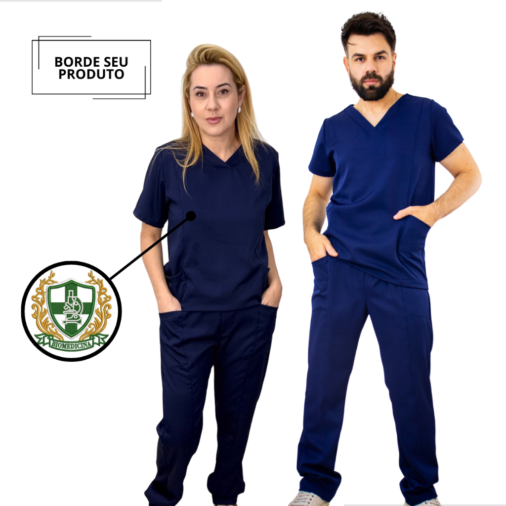 Conjunto Bordado Unissex Uniforme Scrub Pijama Cirurgico Hospitalar Privativo