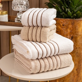 Jogo Toalhas De Banho Super Luxo 4 Peças 100% Algodão Casal Gigante Alta Absorção Toalha Felpuda em Oferta na Shopee