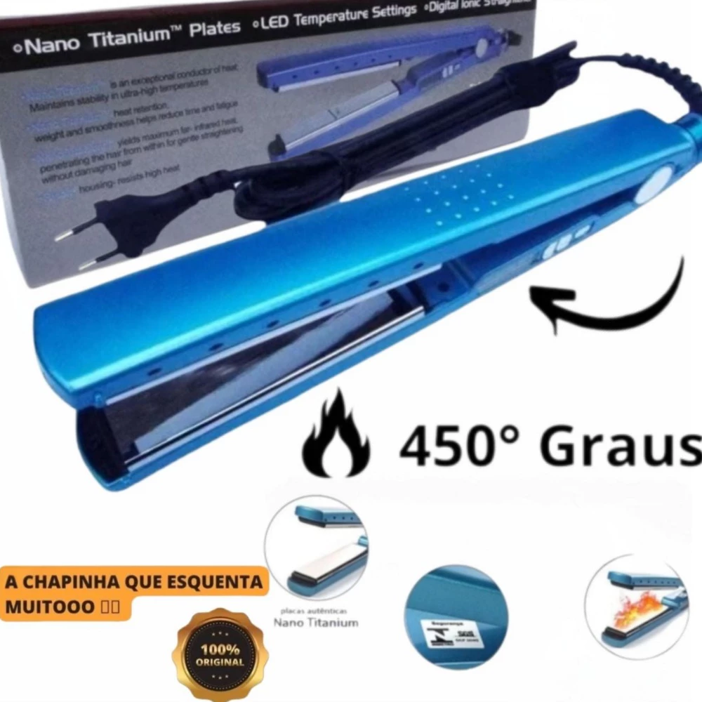 Prancha Chapinha Nano Titanium 450°F Profissional Cabelo Liso Rapido Bivolt 110V/220V