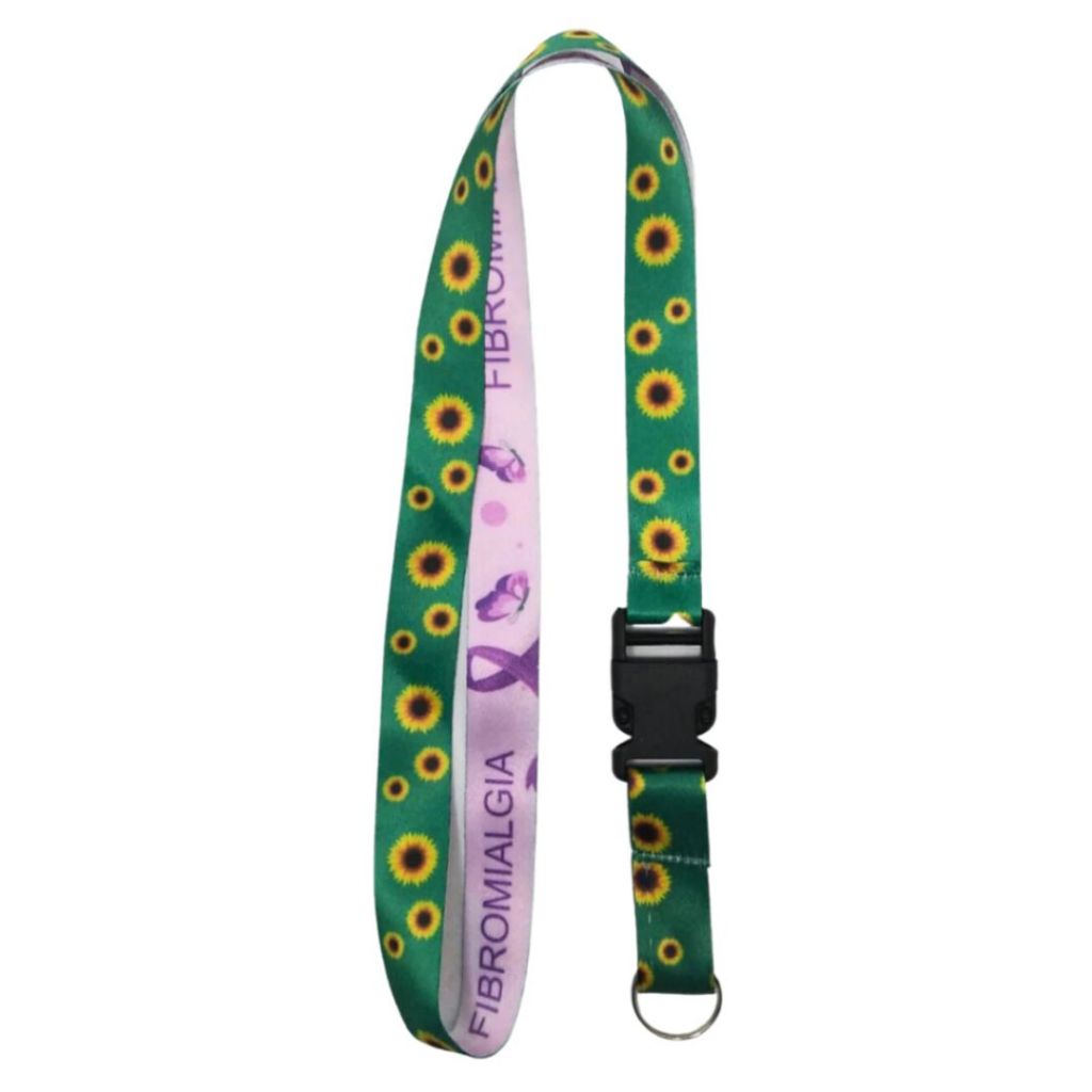 Chaveiro Cordão Moto Pescoço Engate Rápido Cordão Girassol e fibromialgia dupla face em Oferta na Shopee