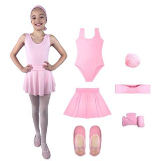Kit Básico Infantil e Juvenil Balé 6 Itens Collant Regata em Oferta na Shopee