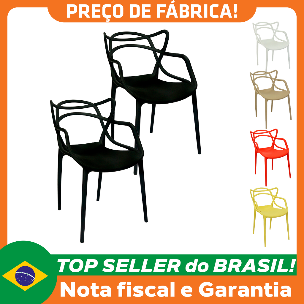 Kit 2 Cadeiras Allegra Design Cozinha Sala de Estar Jantar Empilhável