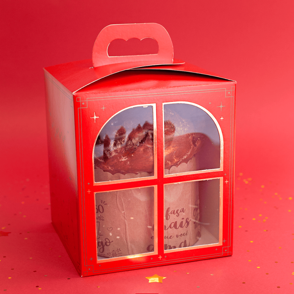 10 Caixas para Panetone Visor Janela c/ Alça Natal Luz para Encomendas Presentes e Bolos C5671 Ideia