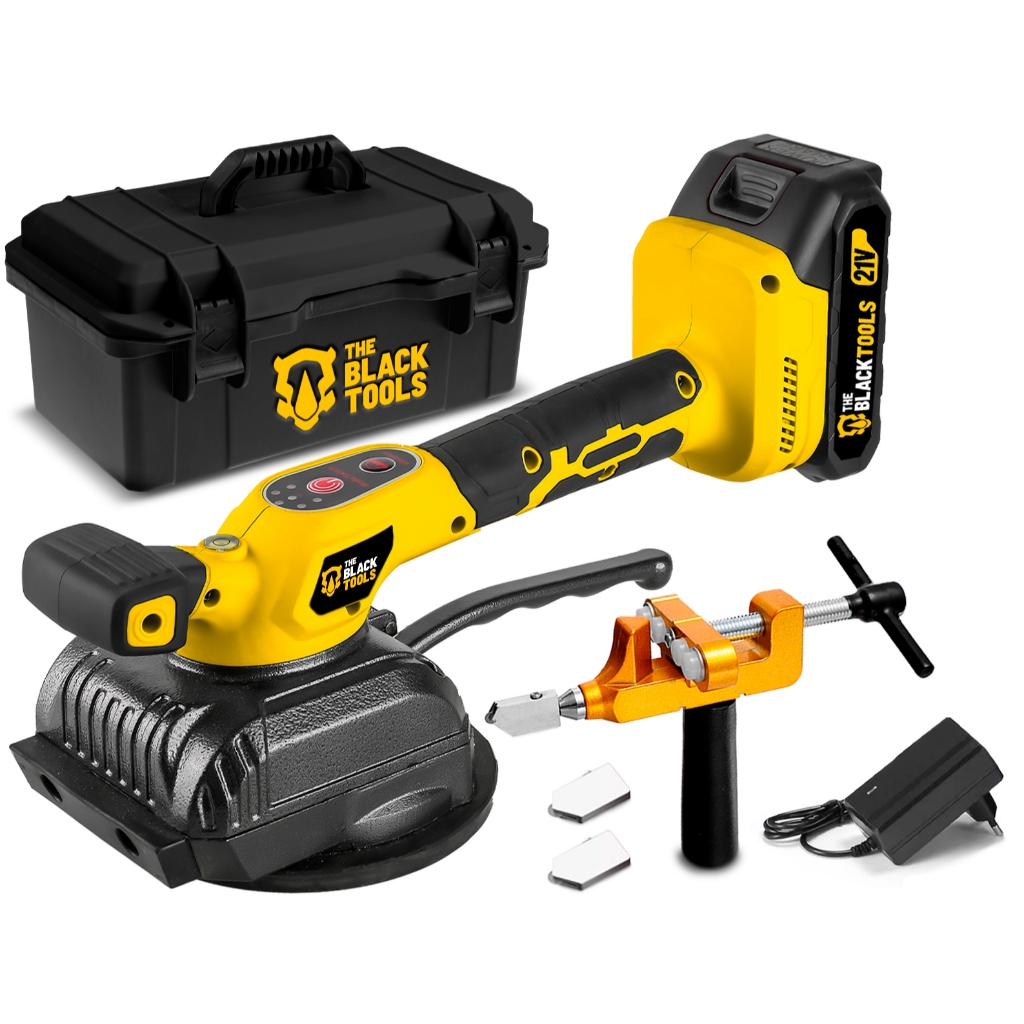 Kit Máquina De Assentar Piso Sem Fio Bateria 21v + Cortador Riscador De Azulejo The Black Tools