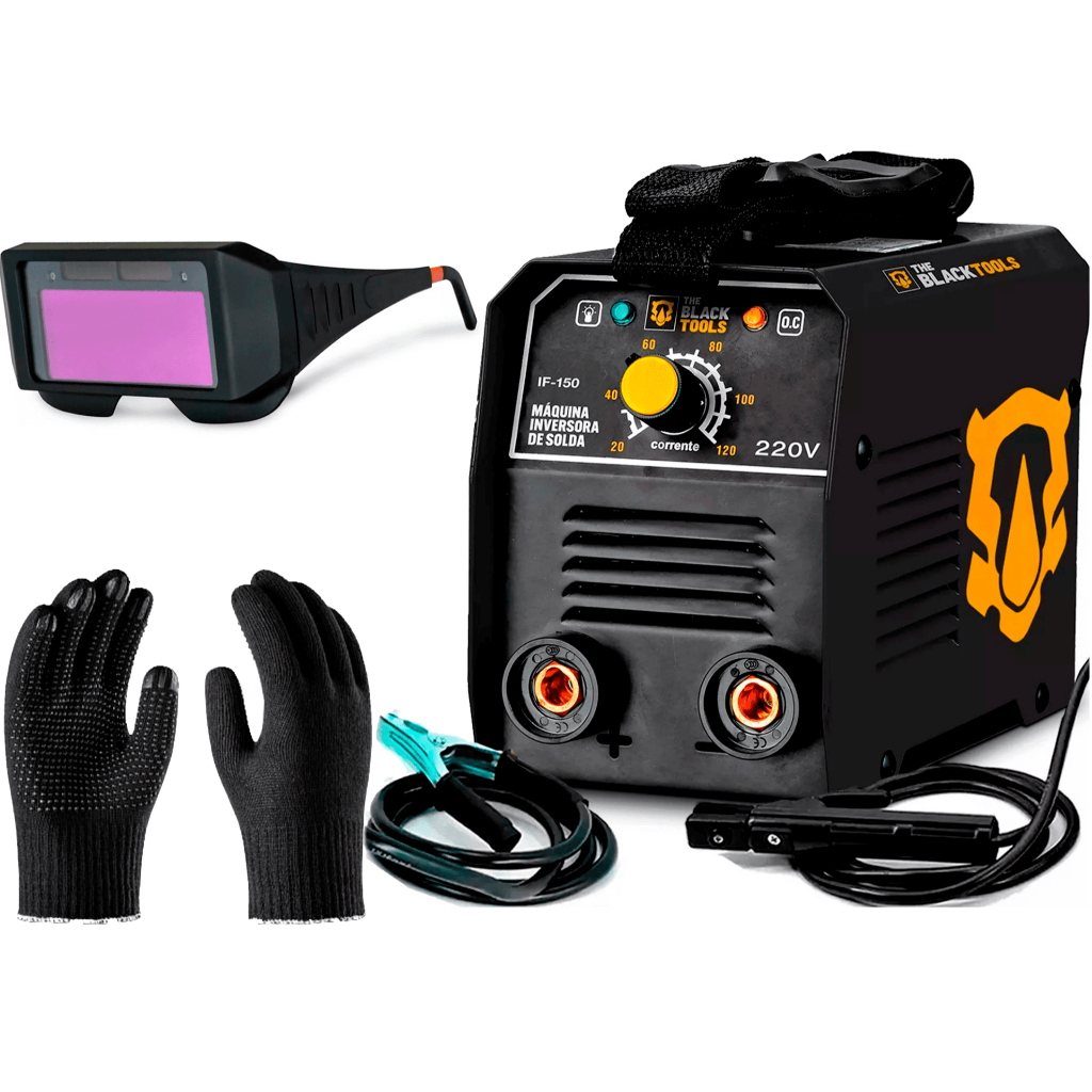 Maquina De Solda Eletrica Inversora Mma Eletrodo Com Óculos De Solda E Luva De Pedreiro