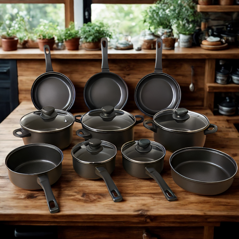 Conjunto De Panelas Antiaderente Com Tampa De Vidro Jogo De Panelas Uso Doméstico