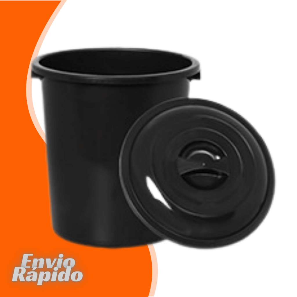 Cesto Fechado Com Tampa 30 Litros Plastico Reforçado Organizador Redondo Roupa Lixo Lixeira Medio