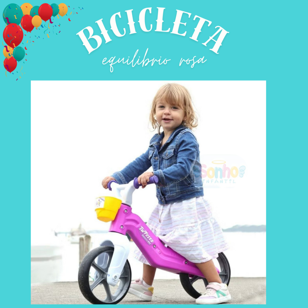 Bicicleta Infantil Equilíbrio Evolutiva Rosa Bike Aprendizado Sem Pedal Ajustável criança crianças