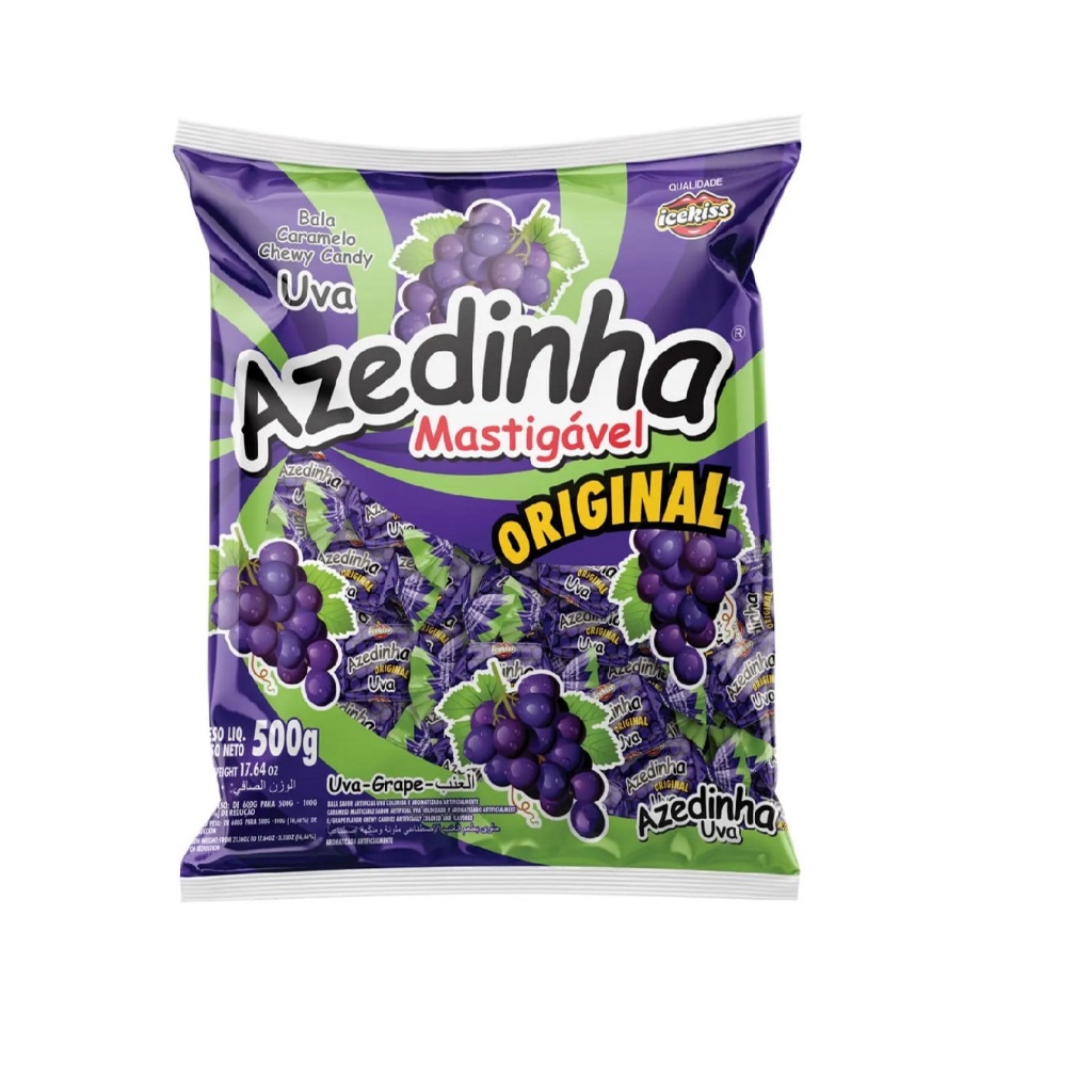 Bala Azedinha Uva Mastigável 500g Icekiss