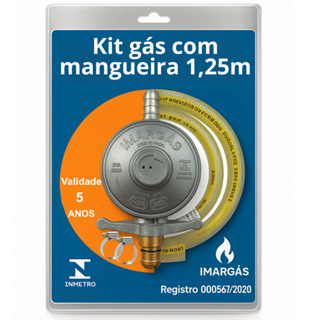 Kit Registro Regulador Gás de Cozinha para Botijão P13 Com Mangueira 1,25m e 2 Abraçadeiras em Oferta na Shopee