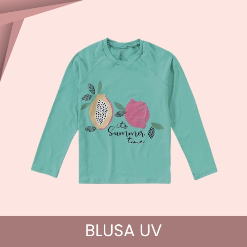 Blusa com Proteção Solar UV Infantil Feminino Verão Malwee Piscina Praia Conforto