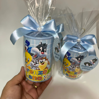 Cofrinho Personalizado Baby Looney Tunes  com embalagem + laço + tag - FAZEMOS EM TODOS OS TEMAS em Oferta na Shopee