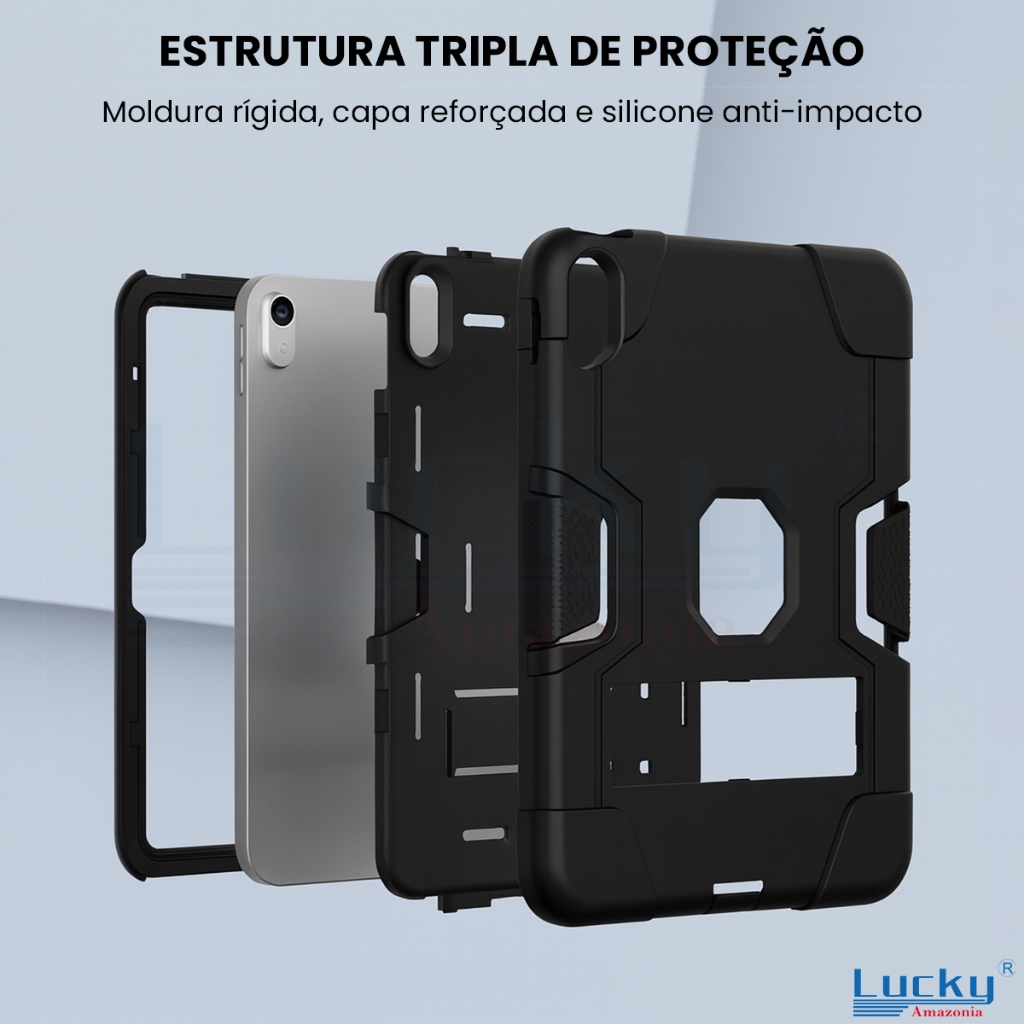 Capa Para iPad 10ª Geração 10.9 Reforçada Tripla Proteção Com Suporte  Silicone Anti Choque