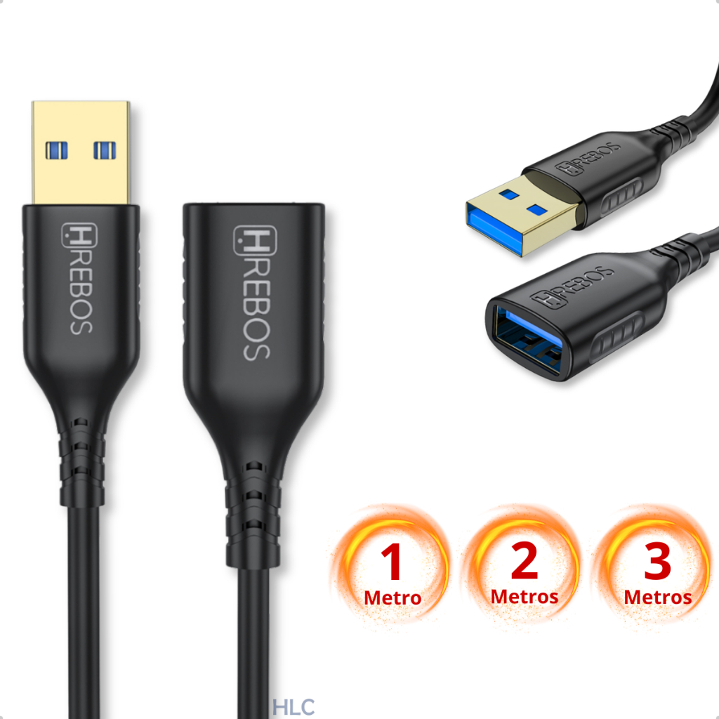 Cabo Extensor UBS 3.0 - 1 Metro, 2 Metros 3 Metros - 5 Gbps - Extensão Macho ...