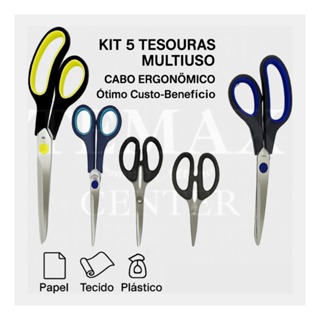 Kit 3 e 5 Tesouras Multiuso Aço Inox  Aço Inoxidável Costura Artesanato Cozinha em Oferta na Shopee