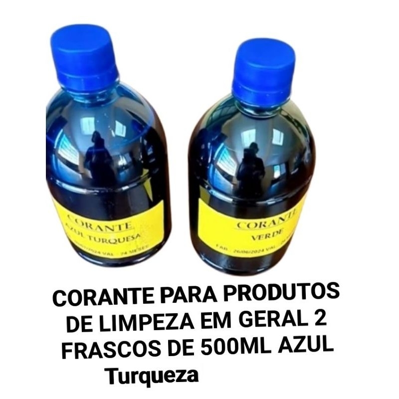 2 CORANTES AZUL TURQUEZA DE 500ML CADA PARA SABÃO LÍQUIDO, DETERGENTE, DESINFETANTE, AMACIANTE, DIFUSORES M9