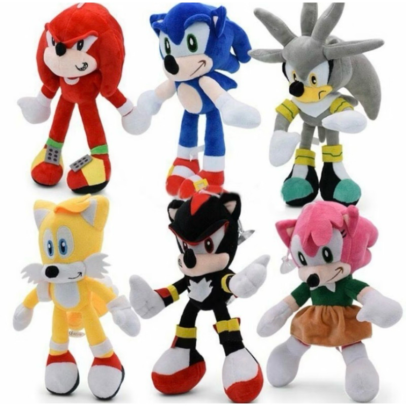 Coleção 4 Boneco de Pelucia Infantil Turma Sonic Game Coleção Antialérgica 28cm