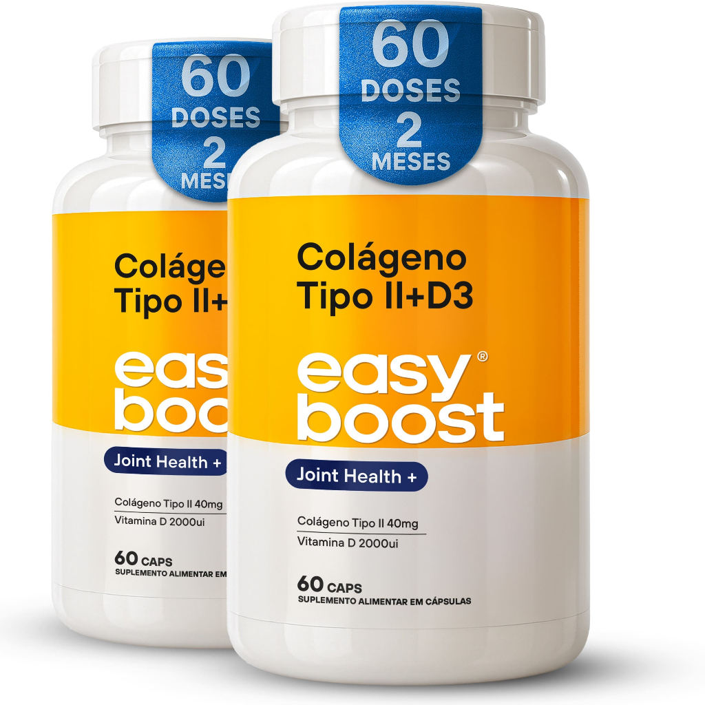 Colágeno Tipo 2 40mg + Vitamina D3 2000UI Easy Boost Kit 2x 60 Caps Articulações 120 caps