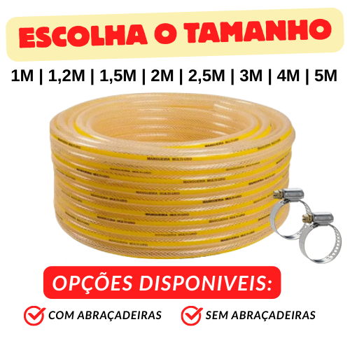 Mangueira Multiuso para Gás de Cozinha Reforçada 3/8''