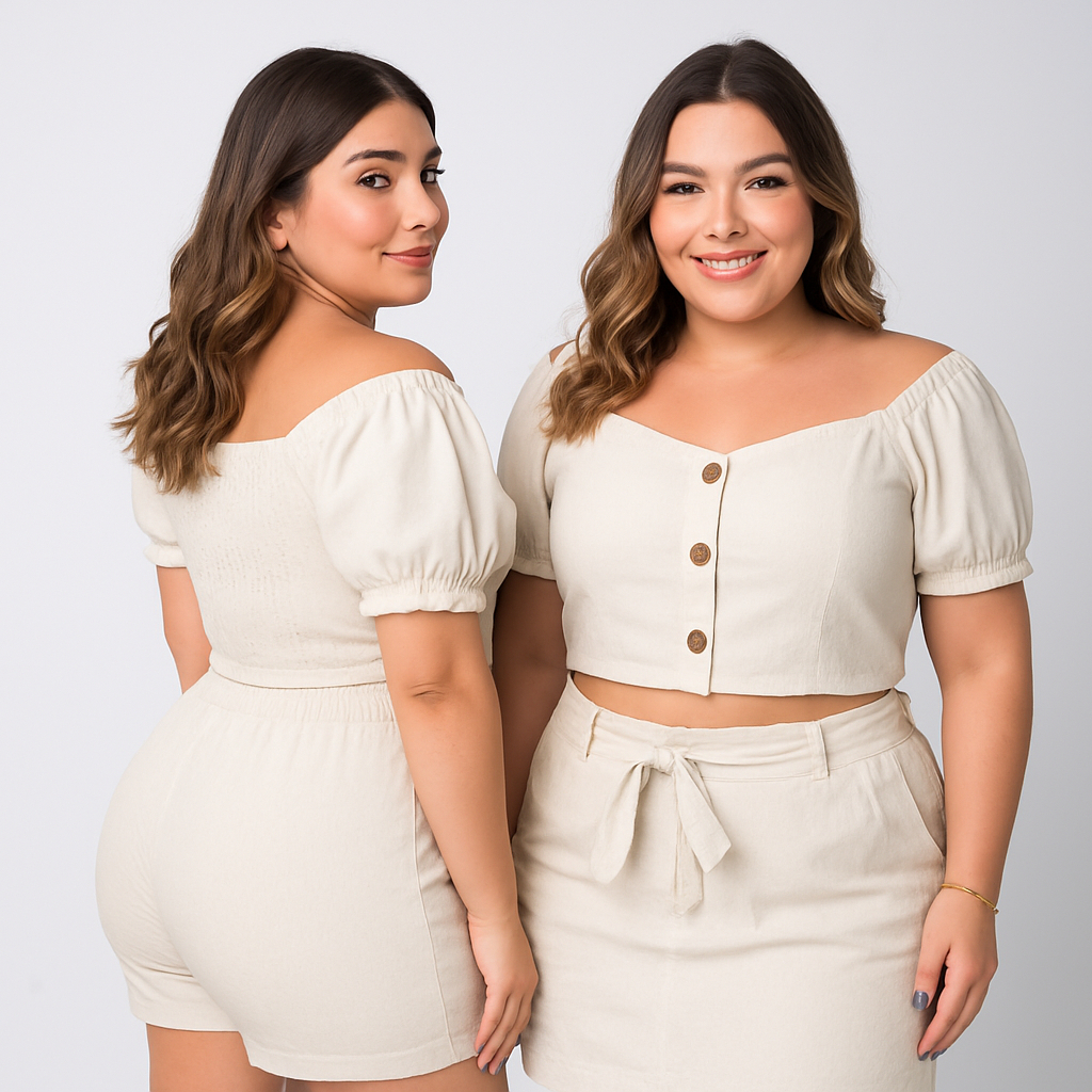 Conjunto Plus Size Short Saia Feminino Moda Plus Confortável Veste Bem Dia a Dia 2 Peças