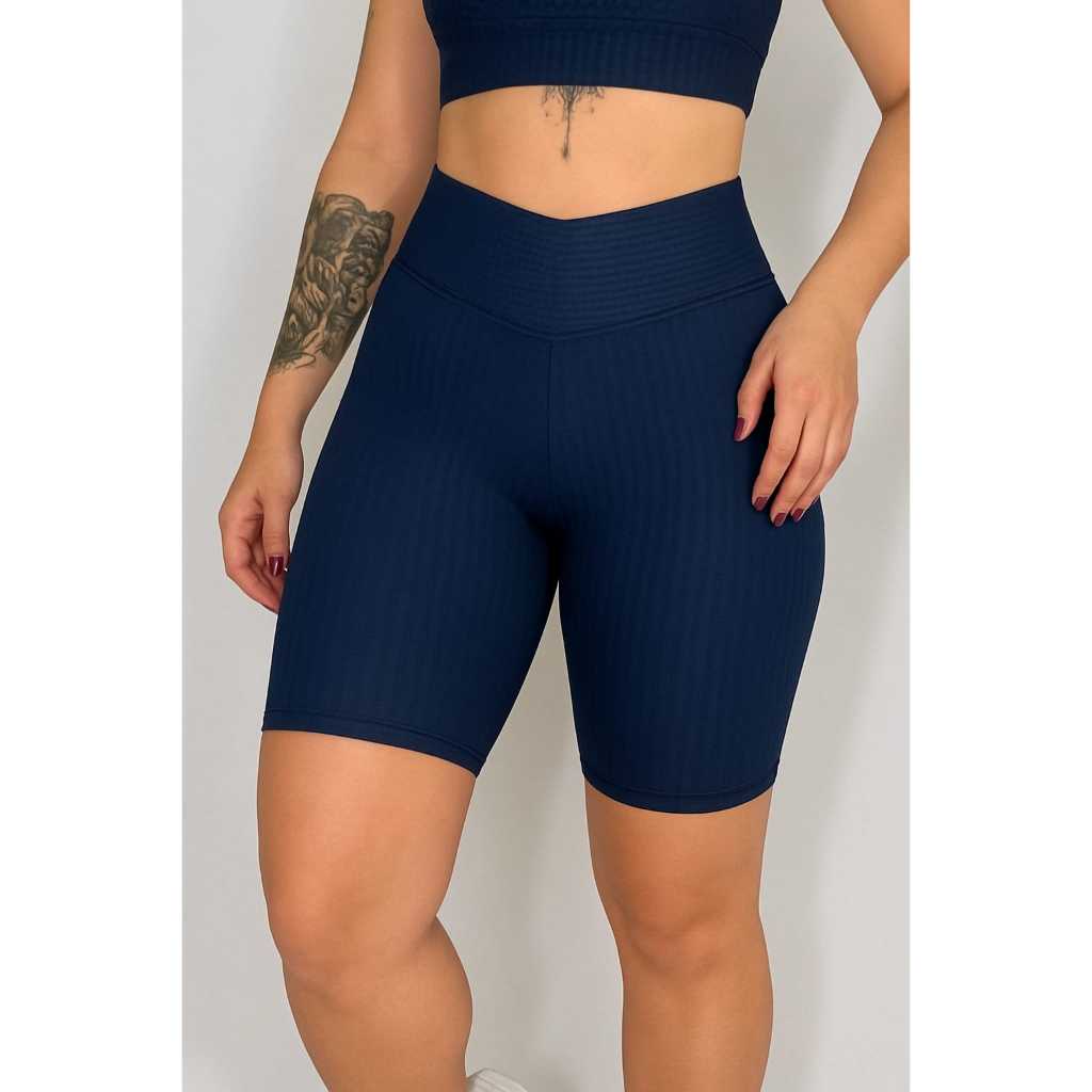 Bermuda Modelo 3D Legging Feminina com Cós Alto Elastano Fitness Academia Caminhada Ar Livre Bermudas Shorts Calção