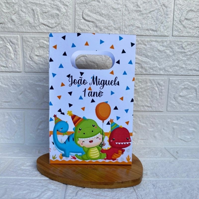 PEGUE E MONTE - Sacolinha Surpresa Personalizada Dinossauro Baby - Festa Infantil - Aniversário – Lembrancinha