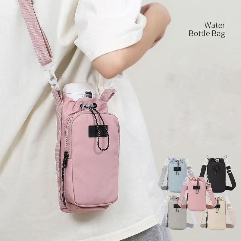 Bolsa portátil de garrafa de água em nylon, com saco para celular e fechamento por cordão de puxar em Oferta na Shopee