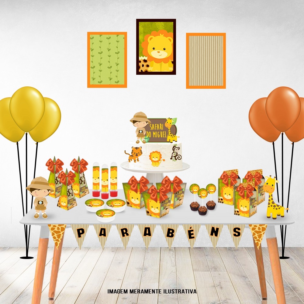 Kit Mesversário/ festa/ aniversário SAFARI Personalizado | Festa Só Bolinho | Caixa | Lembrancinha