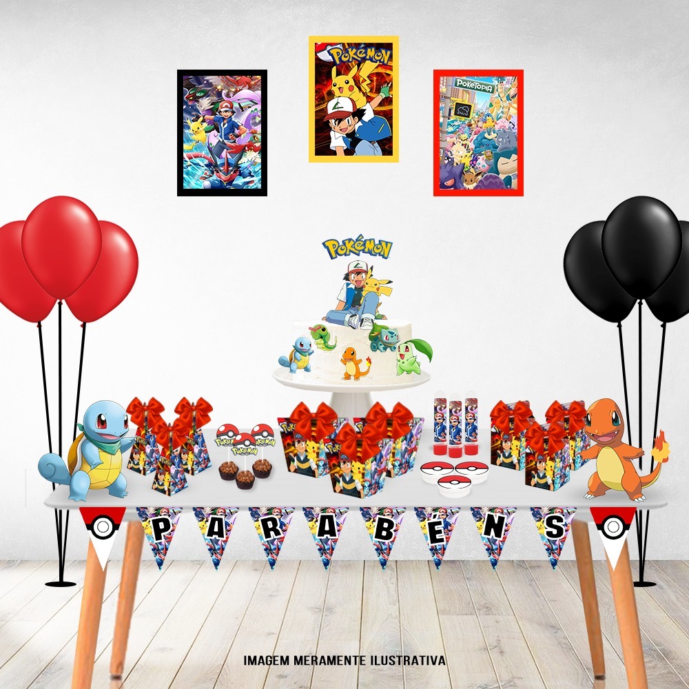 Kit Mesversário/ festa/ aniversário POKEMON Personalizado | Festa Só Bolinho | Caixa | Lembrancinha