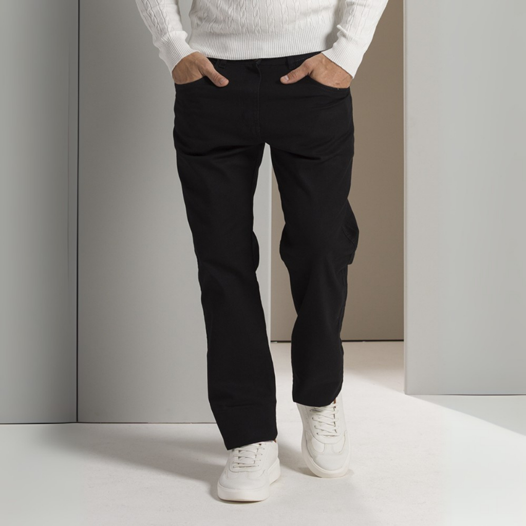 Calça Masculina Sarja Tex Slim Botão Todas Estações Elastano Tradicional Sport Fino Bolsos Chique