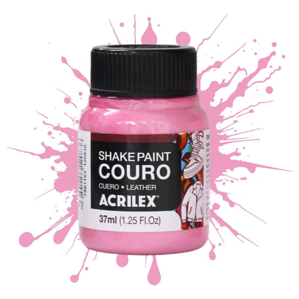 Tinta Couro Acrilex Shake Paint Couro Pote 37 Ml Rosa Chiclete 472 Tênis Sapatos Bolsas Jaquetas