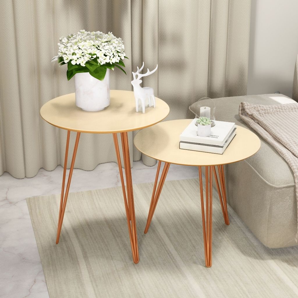 Duas Mesas Pés de Ferro Sala Canto Lateral Redonda Estilo Industrial em Oferta na Shopee