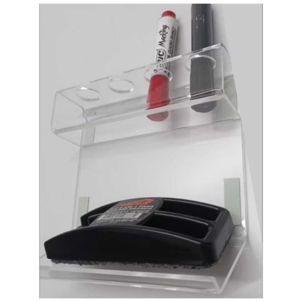 Suporte de Acrílico para Quadro Branco – Porta Canetas e Apagador de Parede