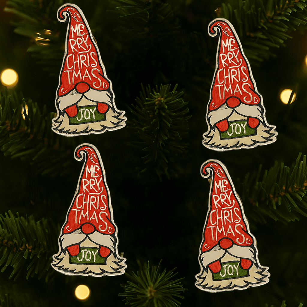 Kit Mini Prendedor 4 Unidade Boneco Gnomo Gorro Pregador Enfeite Para Arvore Natal Festão