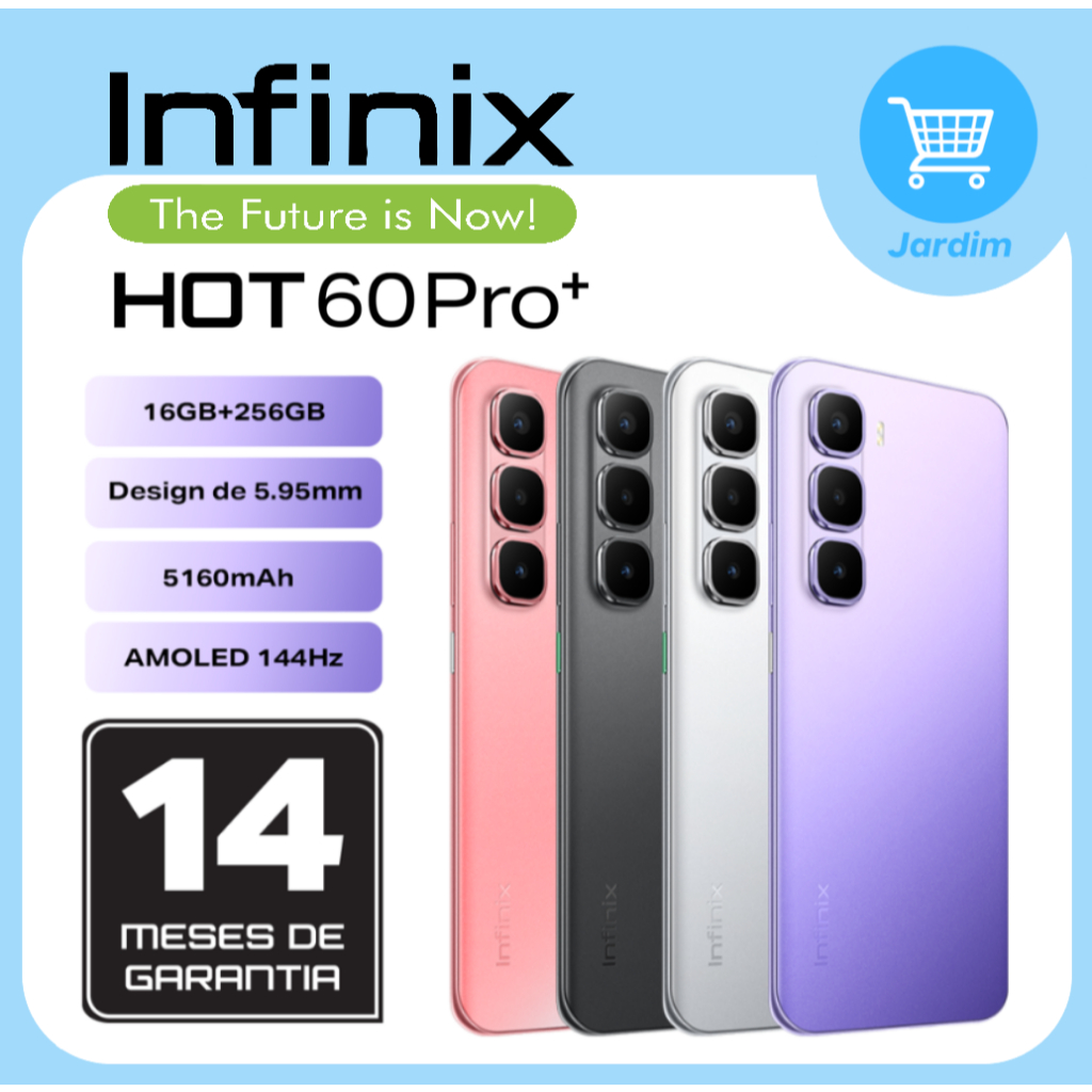 Infinix Hot 60 Pro+ Al Phone mais fino do mundo 5,95mm 16 GB+256GB tela curva 3D de144 Hz bateria de 45W+516 mAh NFC