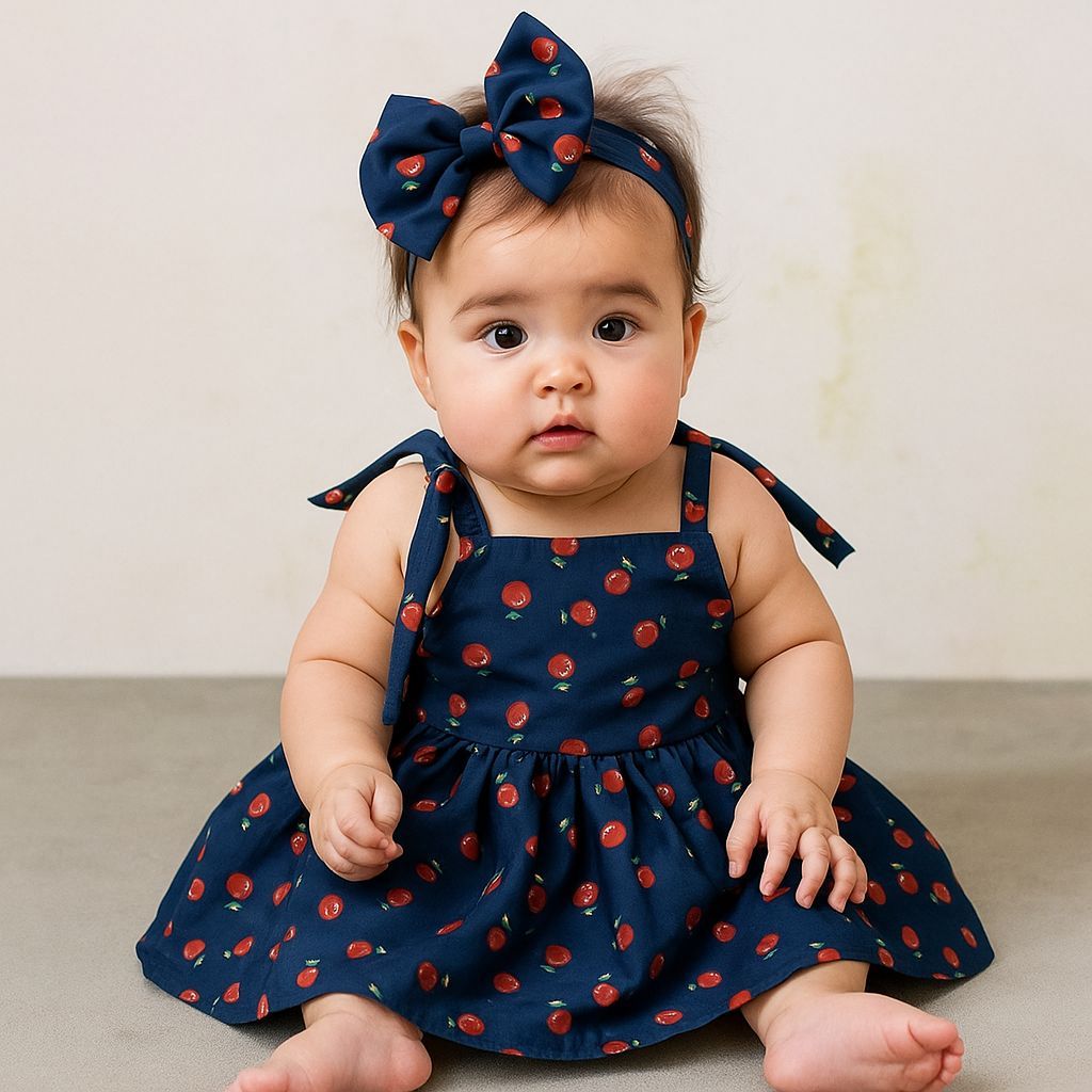 Vestido Infantil Menina Midi Bebê Cerejinha Tiara/Turbante Primavera/Verão Fresquinho Roupa de Bebê em Oferta na Shopee