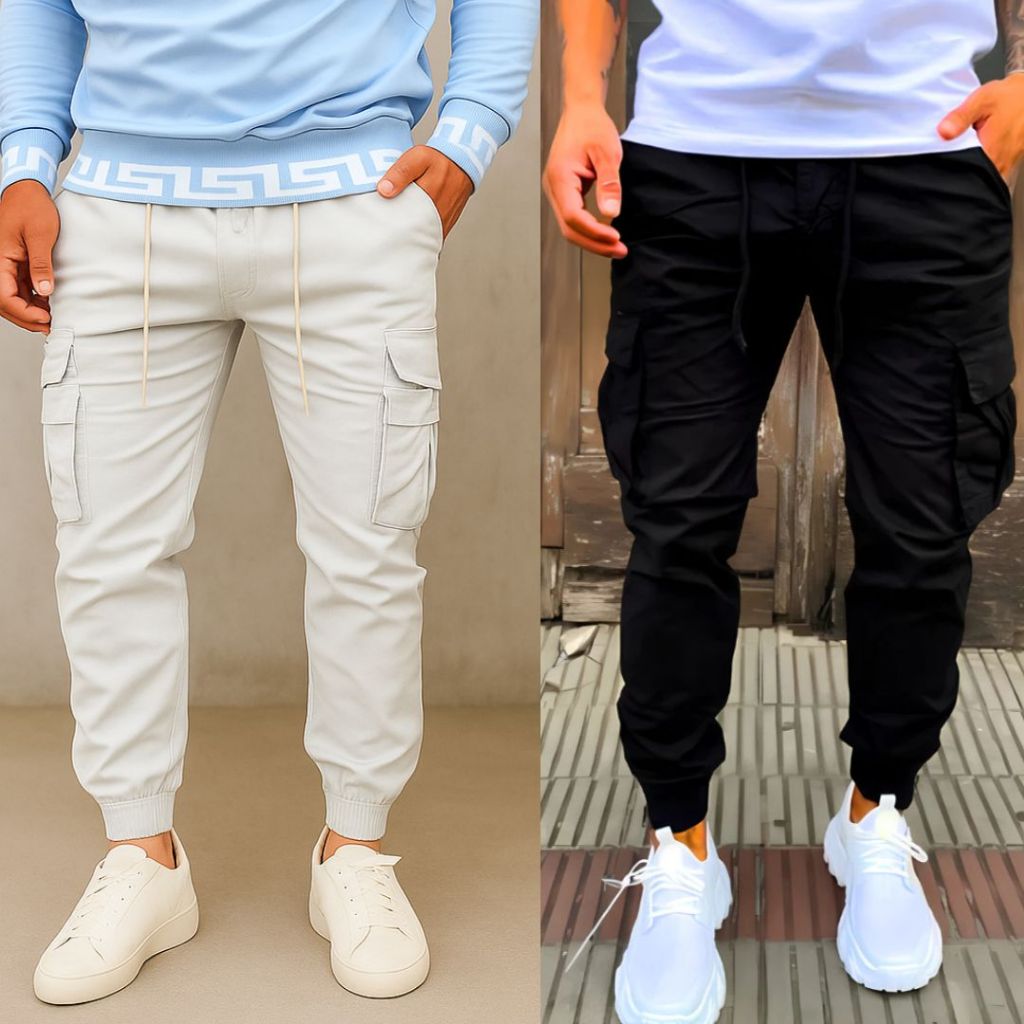 CALÇA CARGO JOGGER SARJA COM PUNHO MASCULINA SKATE