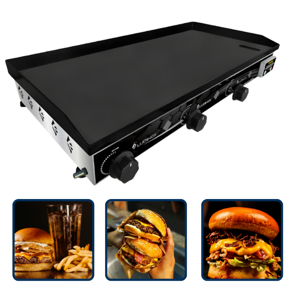 Chapeira Para Lanches Hot Dog Porções CHAPA INDUSTRIAL 80X40 PROFISSIONAL INOX 5mm a Gás